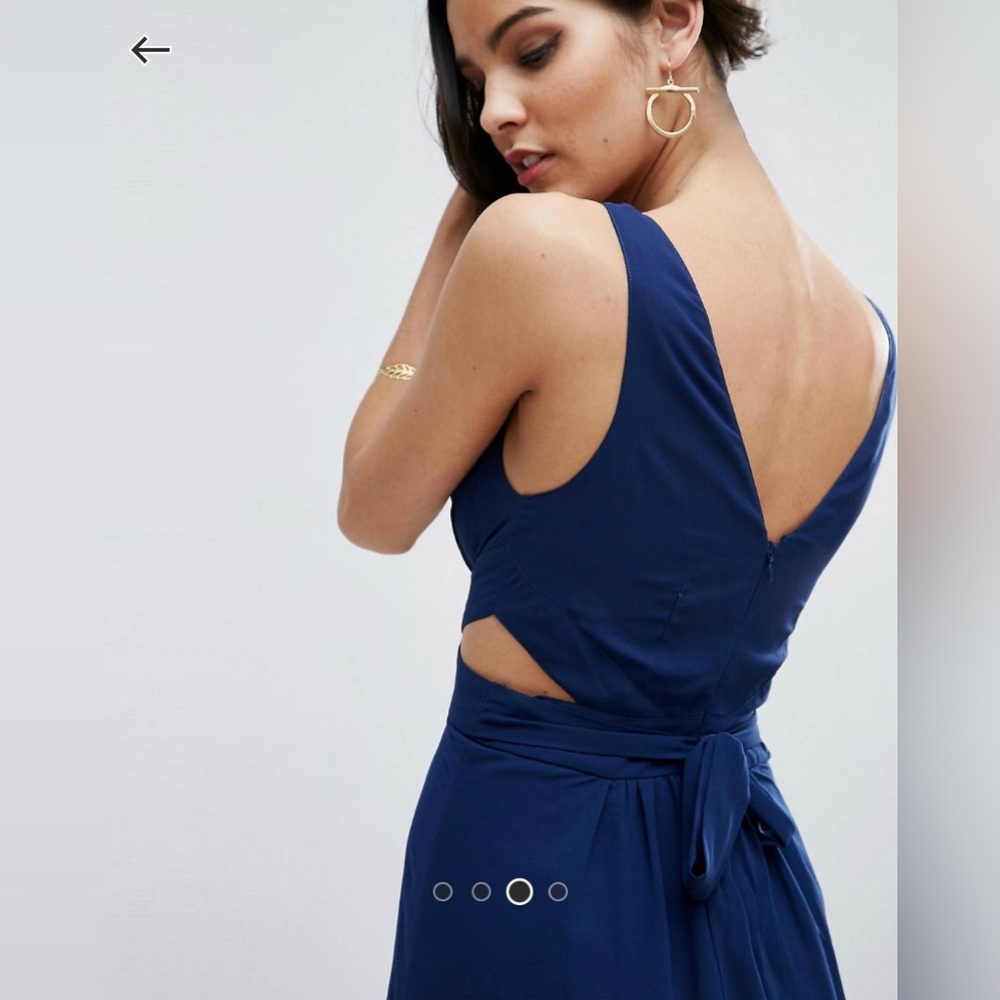 ASOS Side Cut-Out Maxi Gown Dress in Navy US 8 - Picture 3 of 6